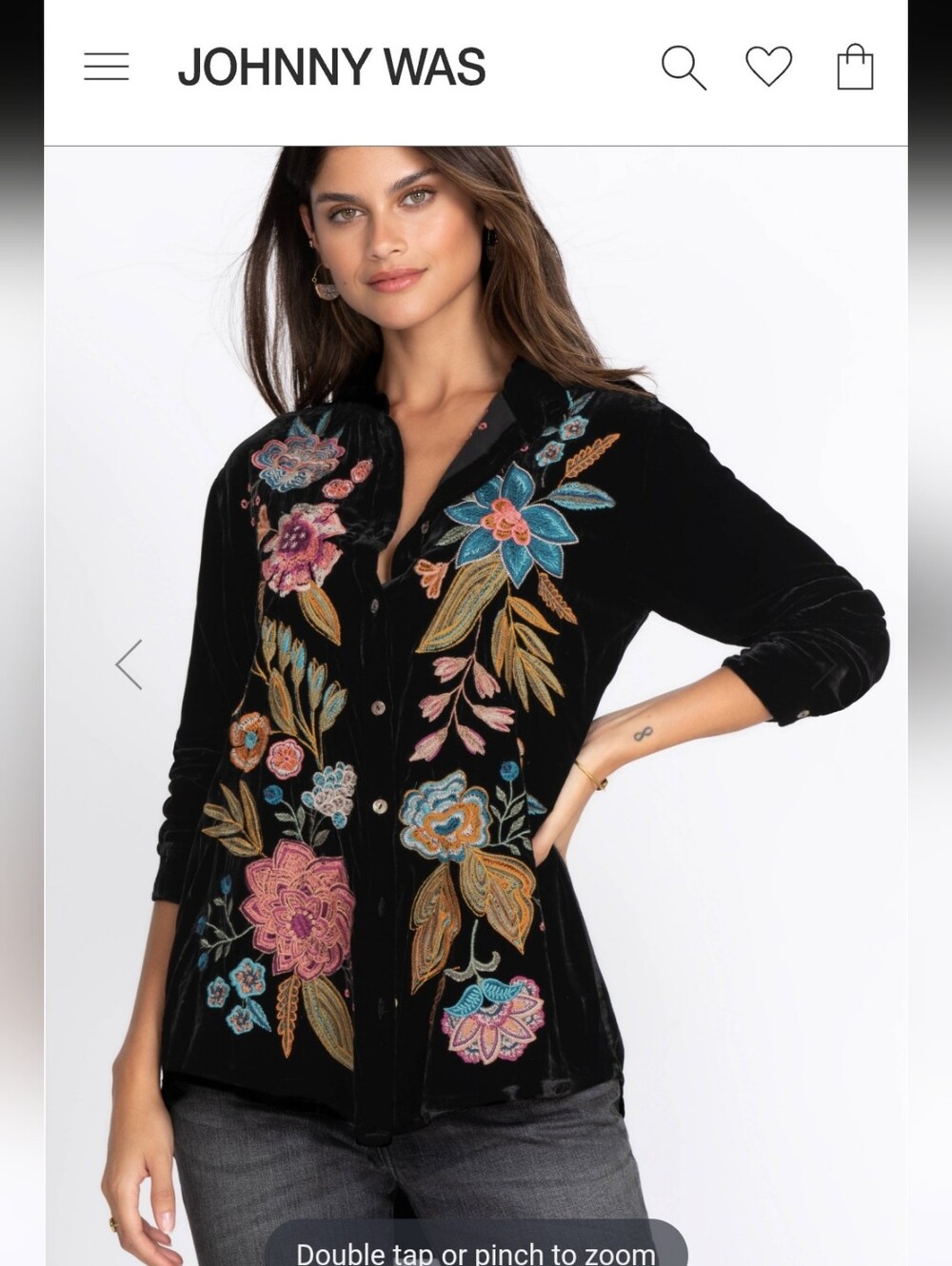 Johnny Was BIANCA Velvet Oversized Shirt Medium - Picture 12 of 14